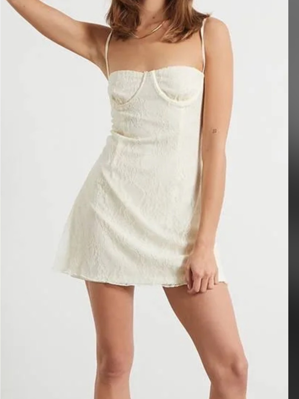 WeWoreWhat Cream Lace Bustier Mini Dress